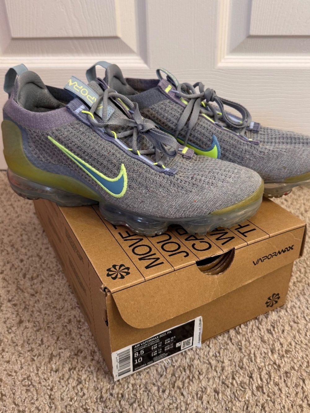 Nike Vapor Max 2021 Particle Grey Cerulean DH4084-003 Mens 8.5 / Womens 10